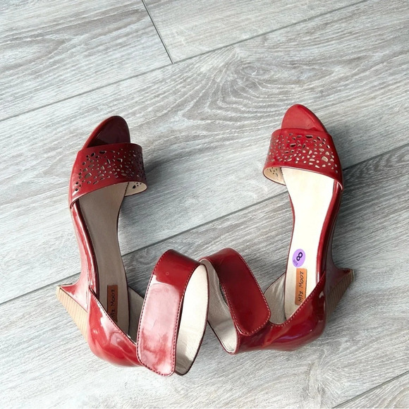 Miz Mooz Wynn Red  Patent Leather Laser Cut Sandals - Picture 8 of 12